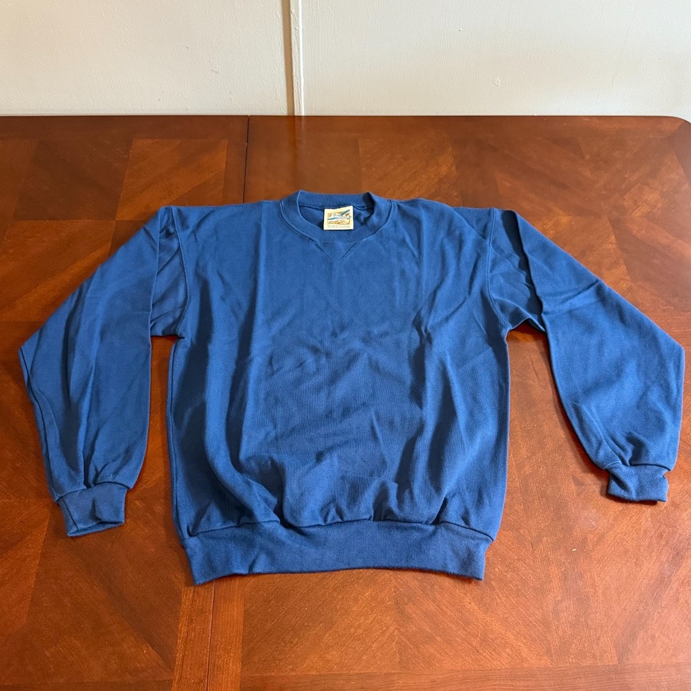 Vtg TravelSmith Crewneck Sweatshirt‎ Blue Small USA Made 80s 90s